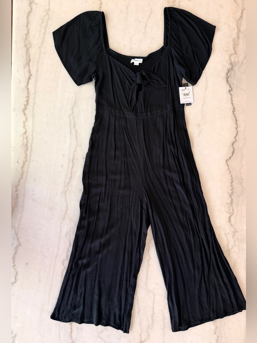 O'Neill Black Wide-Leg Tie-Front Jumpsuit